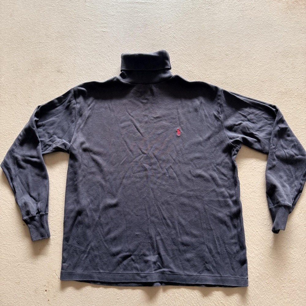 VTG Ralph Lauren Shirt Mens Large Blue Turtleneck Pony Logo USA 90s preppy